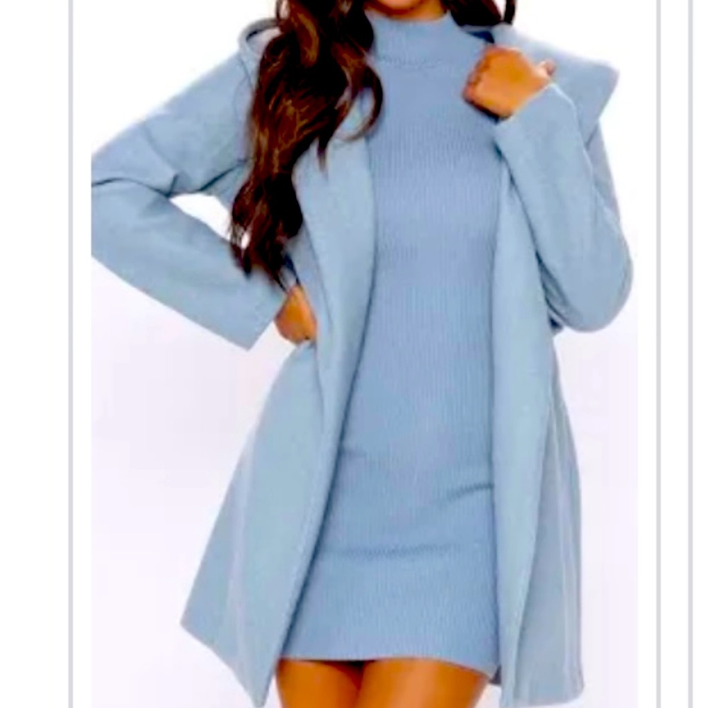 Fashion Nova, Blue long coat, perfect for a night out. Only wore once